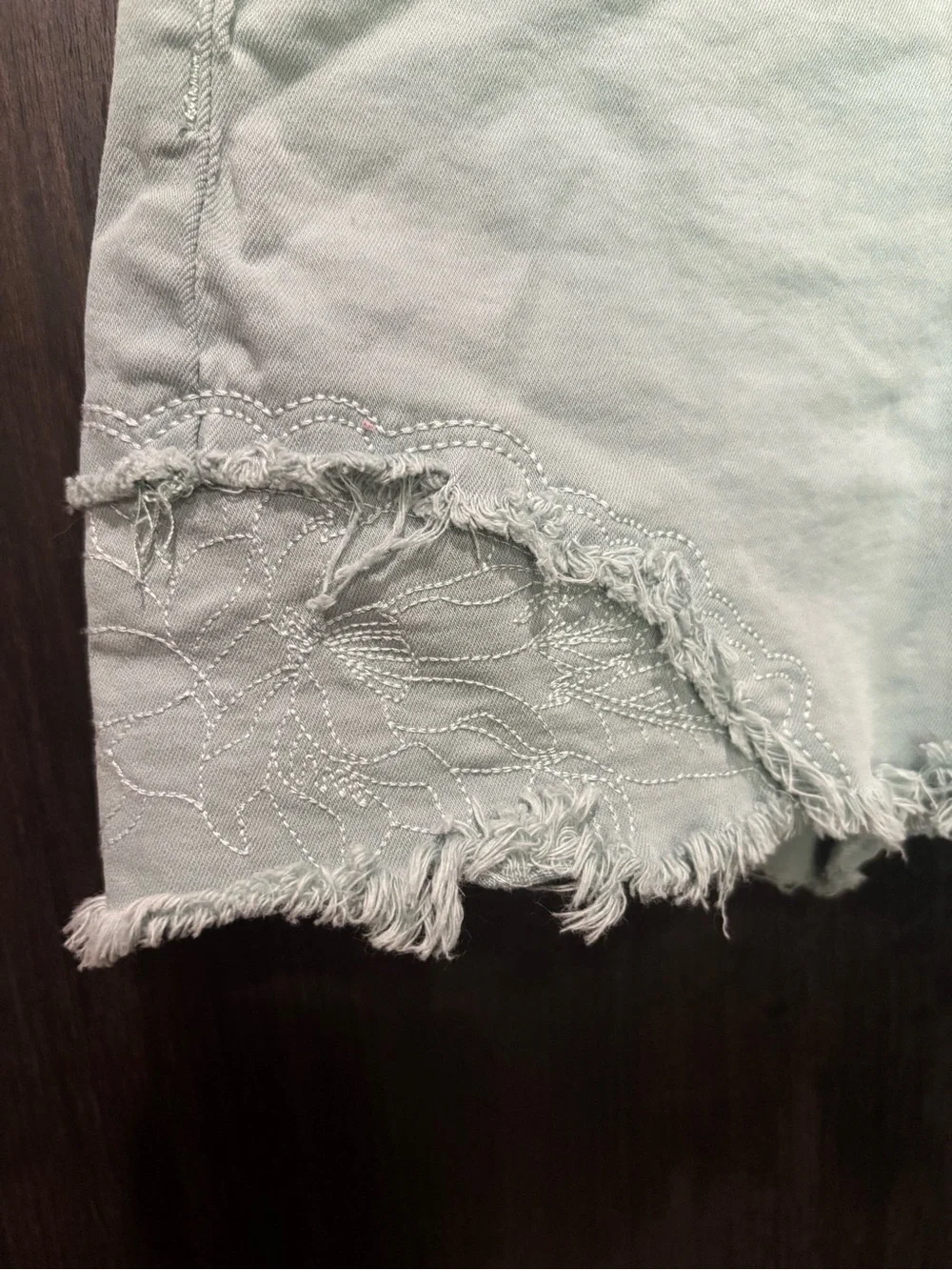 Joe's Jeans Light Sage Green Denim Shorts with Frayed Hem girls 16 women’s 27